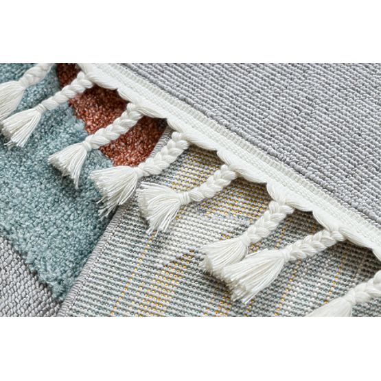 Tepih YOYO GD55 sivo / plavi - zvijezde, raketa za djecu, strukturni, senzorne rese