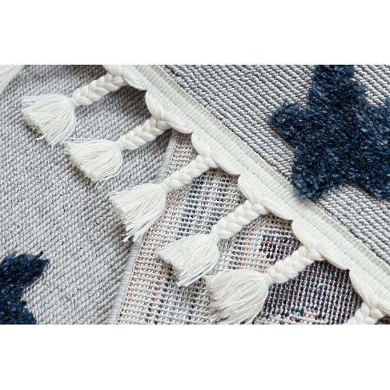 Tepih YOYO GD75 sivo / bijelo - zvijezde, krugovi za djecu, strukturni, senzoričke rese