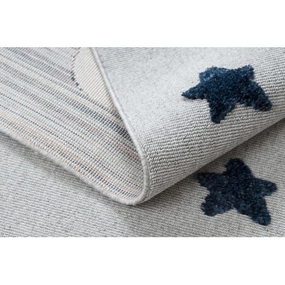 Tepih YOYO GD75 sivo / bijelo - zvijezde, krugovi za djecu, strukturni, senzoričke rese