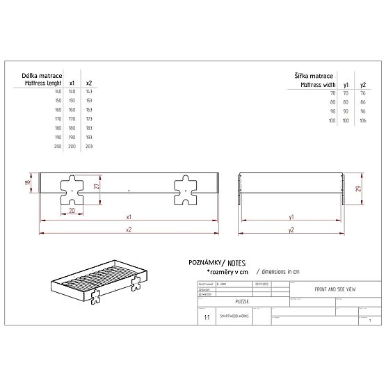 Univerzalni krevet Puzzle - crni
