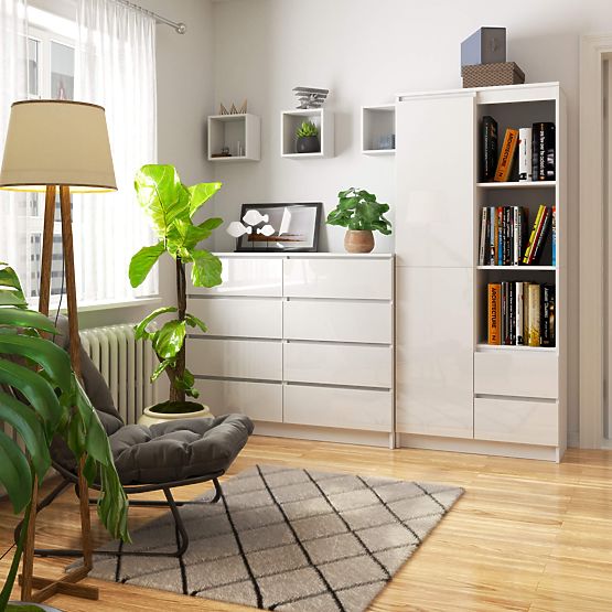 Uredska polica R 80 cm CLP R11 BIJELA / BIJELI SJAJ