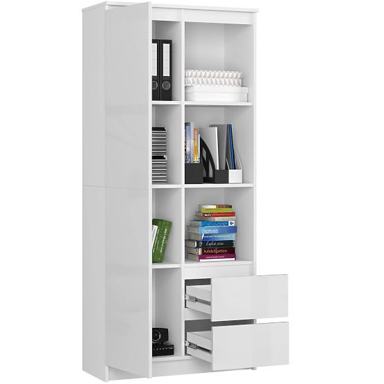 Uredska polica R 80 cm CLP R11 BIJELA / BIJELI SJAJ