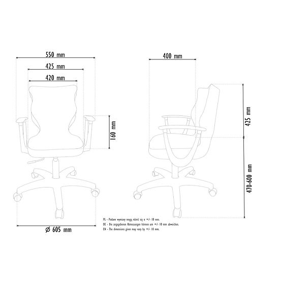 Uredska stolica prilagođena za visinu 159-188 cm - crna