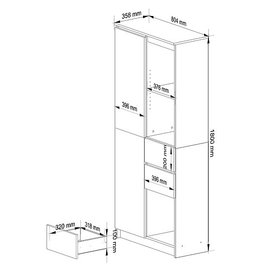 UREDSKI REGAL R 80 cm CLP R15 PK BIJELI / BIJELI SJAJ