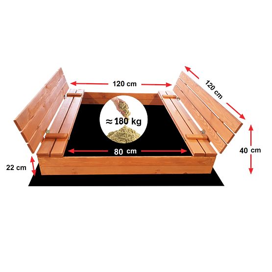 Zatvoreno pješčanik s klupama 120 x 120 - impregnirano