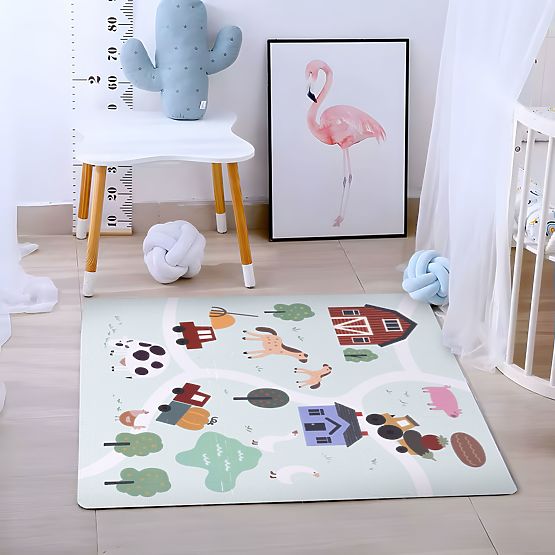 Velika EVA pjenasta podloga za djecu Farma 90,5x90,5 cm 21 kom ECOTOYS