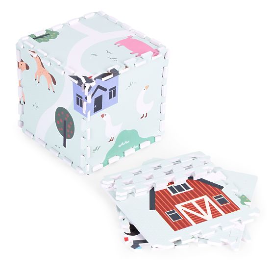 Velika EVA pjenasta podloga za djecu Farma 90,5x90,5 cm 21 kom ECOTOYS