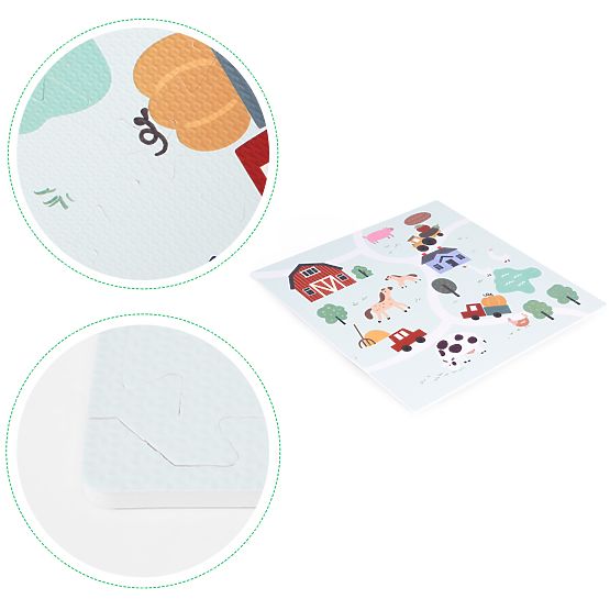 Velika EVA pjenasta podloga za djecu Farma 90,5x90,5 cm 21 kom ECOTOYS