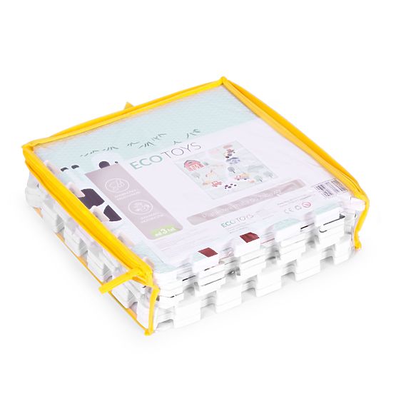 Velika EVA pjenasta podloga za djecu Farma 90,5x90,5 cm 21 kom ECOTOYS