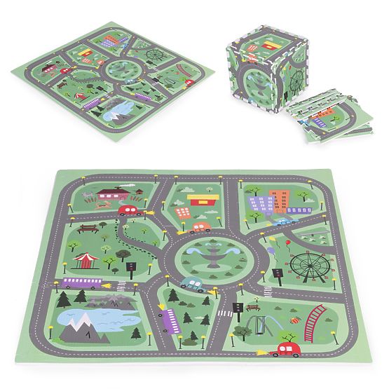 Velika EVA pjenasta podloga za djecu Grad 90,5x90,5 cm 21 kom ECOTOYS