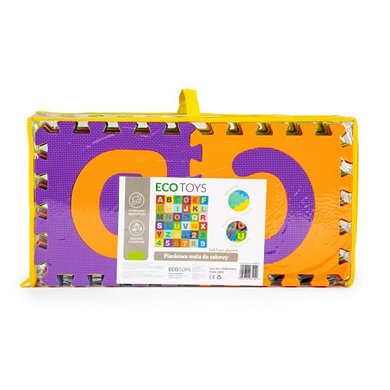 Velika EVA pjenasta podloga za djecu slova brojevi 178x178 cm 36 komada ECOTOYS