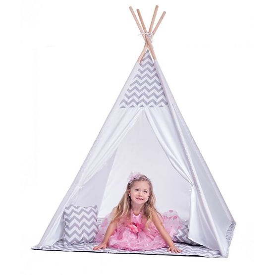 Dječji teepee šator sivo-bijeli