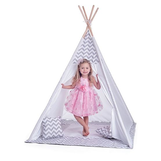 Dječji teepee šator sivo-bijeli