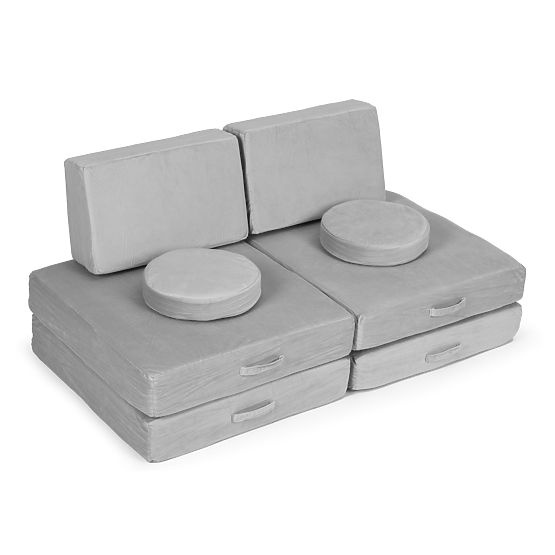 Velika modularna sklopiva sofa za djecu DIY 8 mekih jastuka - siva ECOTOYS