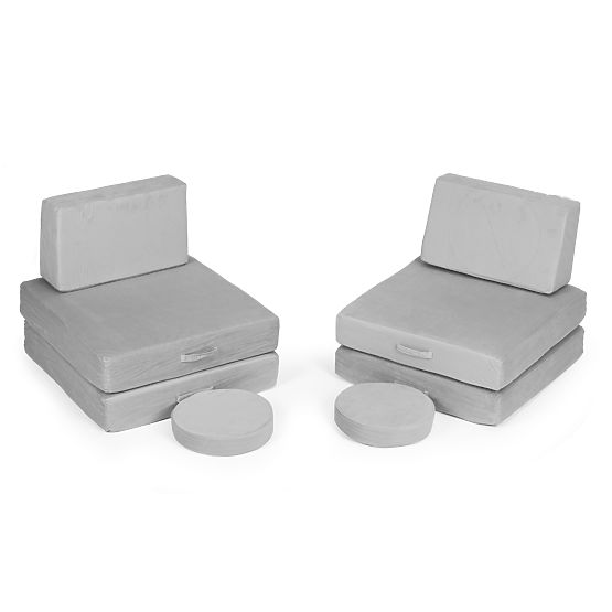 Velika modularna sklopiva sofa za djecu DIY 8 mekih jastuka - siva ECOTOYS