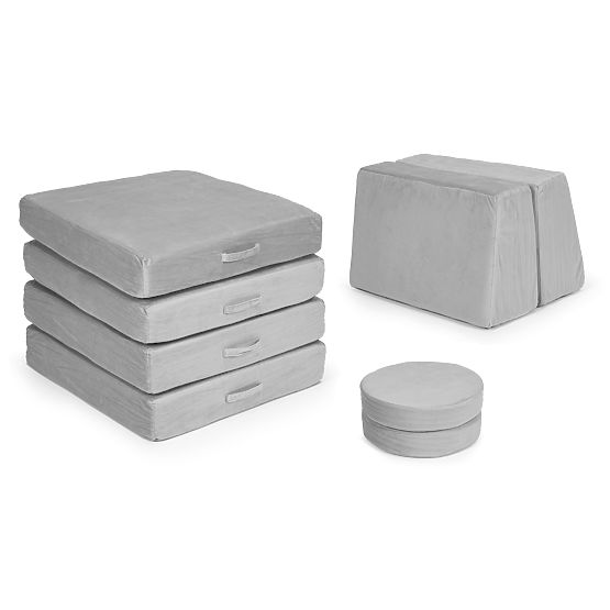 Velika modularna sklopiva sofa za djecu DIY 8 mekih jastuka - siva ECOTOYS