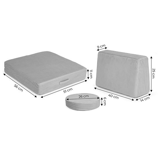 Velika modularna sklopiva sofa za djecu DIY 8 mekih jastuka - siva ECOTOYS