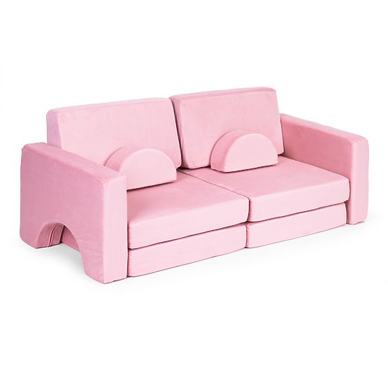 Velika modularna sklopiva sofa za djecu za 2 osobe DIY 10 mekih jastuka - ružičasta ECOTOYS