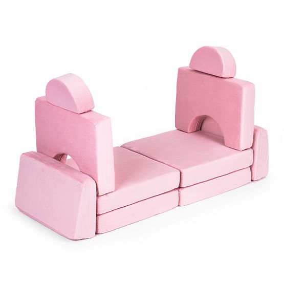 Velika modularna sklopiva sofa za djecu za 2 osobe DIY 10 mekih jastuka - ružičasta ECOTOYS