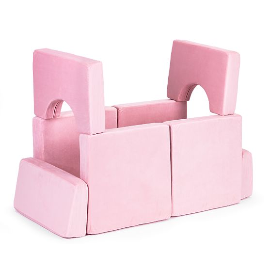 Velika modularna sklopiva sofa za djecu za 2 osobe DIY 10 mekih jastuka - ružičasta ECOTOYS