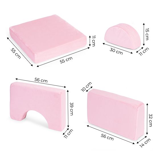Velika modularna sklopiva sofa za djecu za 2 osobe DIY 10 mekih jastuka - ružičasta ECOTOYS