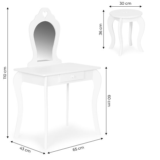 Veliki dječji toaletni stolić s ogledalom za djevojčice ECOTOYS