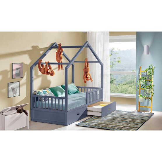 Viktor dječji krevet u obliku kućice - 200x90 cm - siva boja