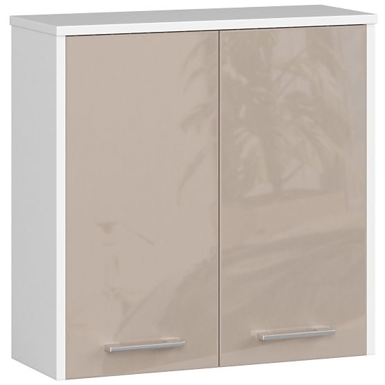 Viseći ormarić W 60 cm FIN 2D - bijela-cappuccino sjaj