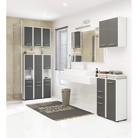 Viseći ormarić W 60 cm FIN 2D - bijela-grafit siva