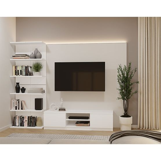 VISOKA BIJELA POLICA 6P 180 cm 6 Polica za Knjige i Dokumente za Ured i Dnevni Boravak