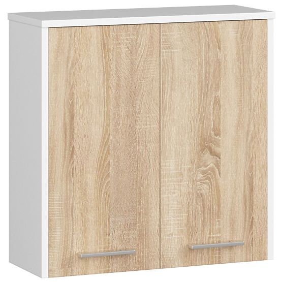 VISOKA VISEĆA KUPAONSKA ORMARICA ŠIRINE 60 cm FIN 2D BIJELA / SONOMA