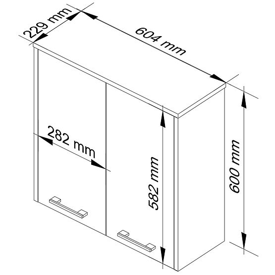 VISOKA VISEĆA KUPAONSKA ORMARICA ŠIRINE 60 cm FIN 2D BIJELA / SONOMA