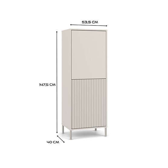 Vitrina KAMARO 2DK SLIM/GLATKI KAŠMIR Lamela Urezana + Klasična Prednja Ploča