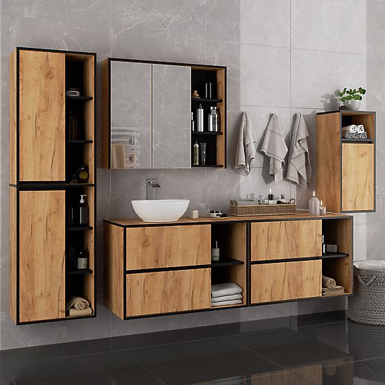 VJEŠALICA ZA KUPAONSKI ORMARIĆ VAMI W35 1D 1W HRAST CRAFT / CRNA