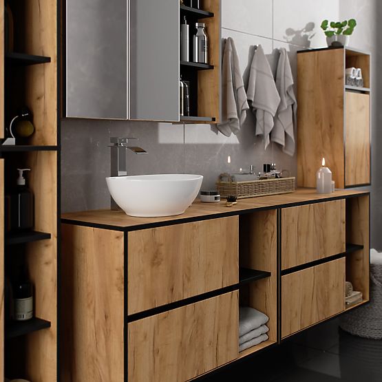 VJEŠALICA ZA KUPAONSKI ORMARIĆ VAMI W35 1D 1W HRAST CRAFT / CRNA
