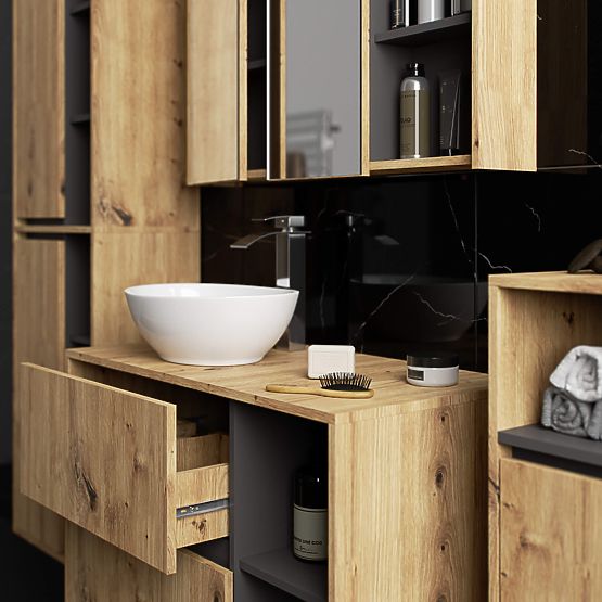 VJEŠALICA ZA KUPAONSKU ORMARIĆ VAMI W50 2D 6P HRAST ARTISAN / GRAFIT SIVA