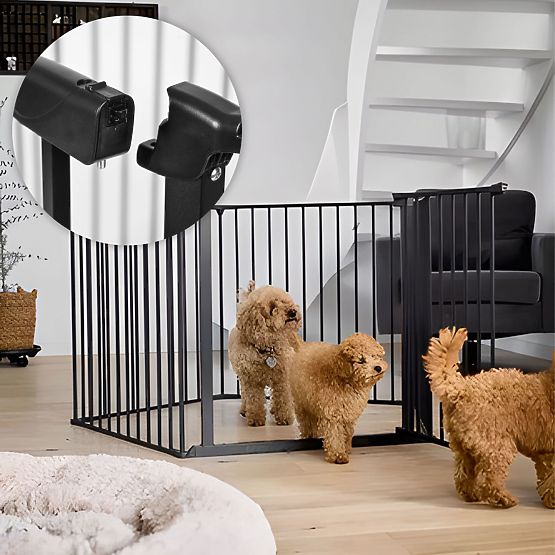 Vrata, ograda, zaštitna barijera za djecu i životinje, 5 panela, 60 cm, metal, crna, ECOTOYS