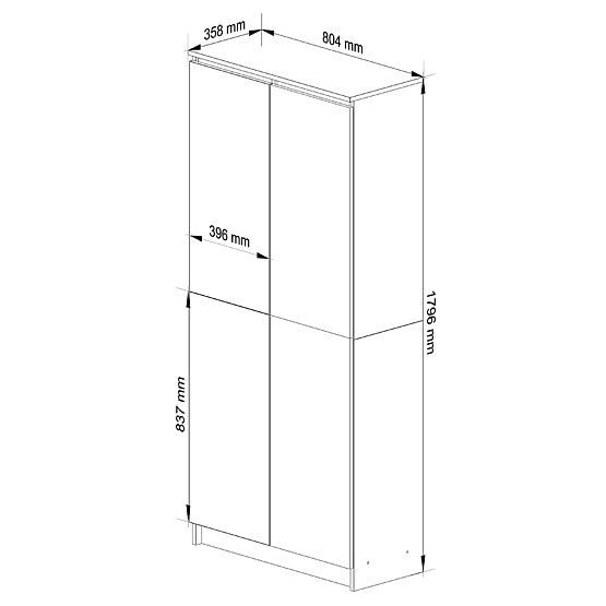 ZATVORENA POLICA R80 2D 8P CLP HRAST SONOMA / BIJELA