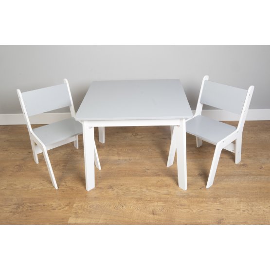Ourbaby - Dětský stoleček a židličky - šedo-bílá
