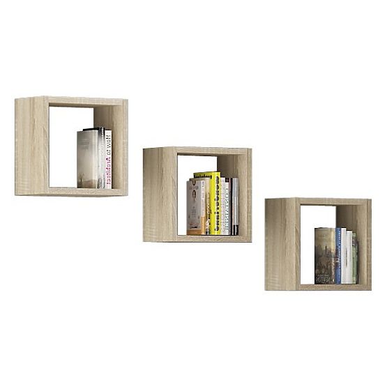 ZIDNA POLICA K 25x25cm SET 3kom HRAST SONOMA