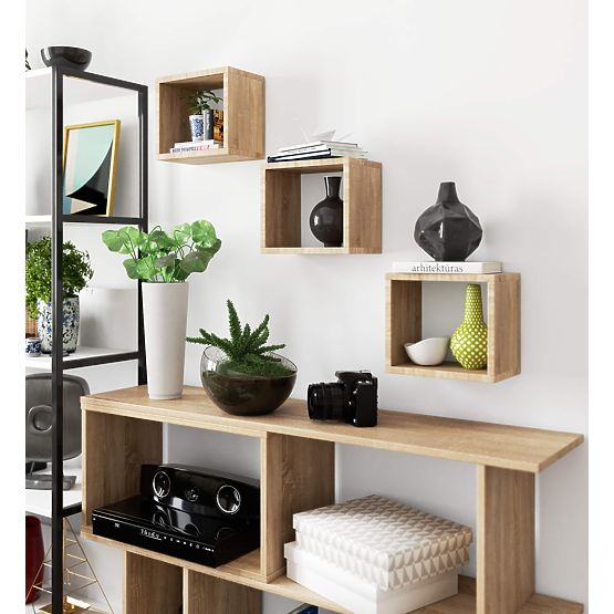 ZIDNA POLICA K 25x25cm SET 3kom HRAST SONOMA