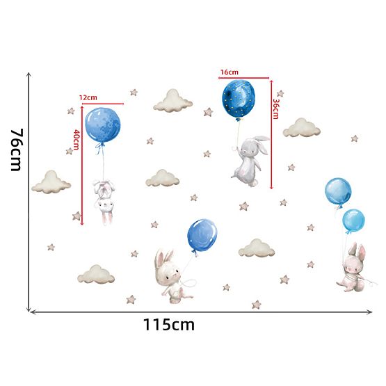 Zidne naljepnice - Zec s balonima