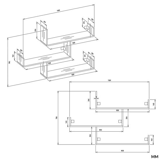 Zidne Police KOBI Za Dnevni Boravak BIJELA