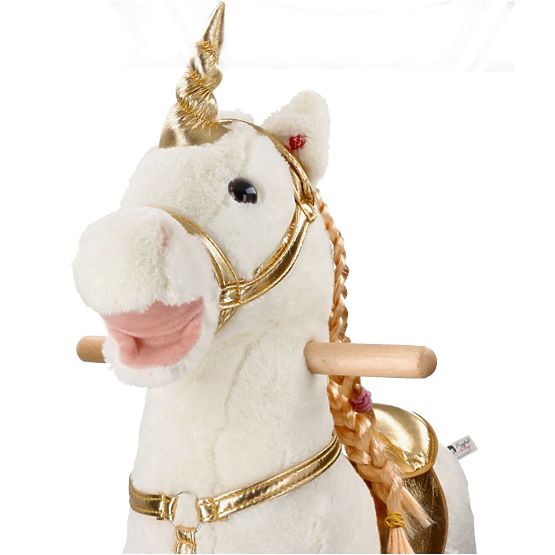 Zlatni ljuljajući jednorog s kotačima