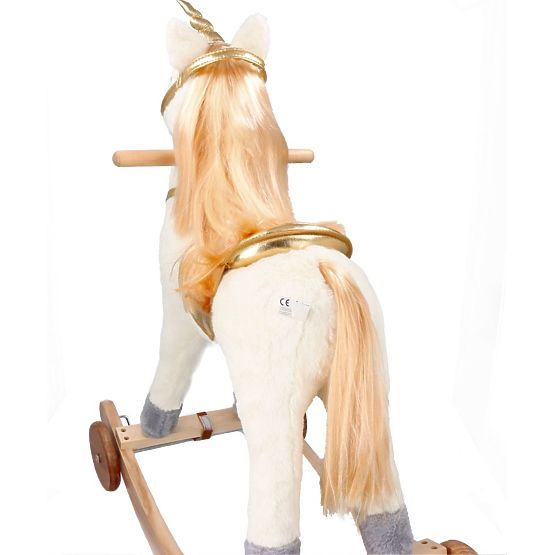 Zlatni ljuljajući jednorog s kotačima