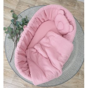Pleteni krevet sa opremom za bebu - stari roze, Ourbaby