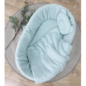 Pleteni krevetić sa opremom za bebu - svijetlo plavi, TOLO