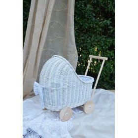Pletena kolica za lutke - bijela, Ourbaby