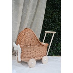 Pletena kolica za lutke - prirodna, Ourbaby