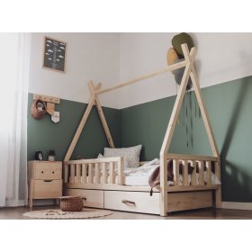 Dječji drveni krevet TIPI - prirodan, ScandiRoom
